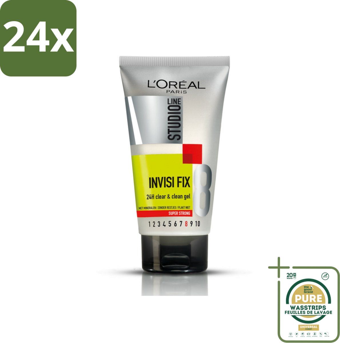 L'Oréal Studio Line Invisi Fix 24H Clear & Clean Gel Super Strong 150 ml - Voordeelverpakking - 24 stuks - Gel - Haarfixatie