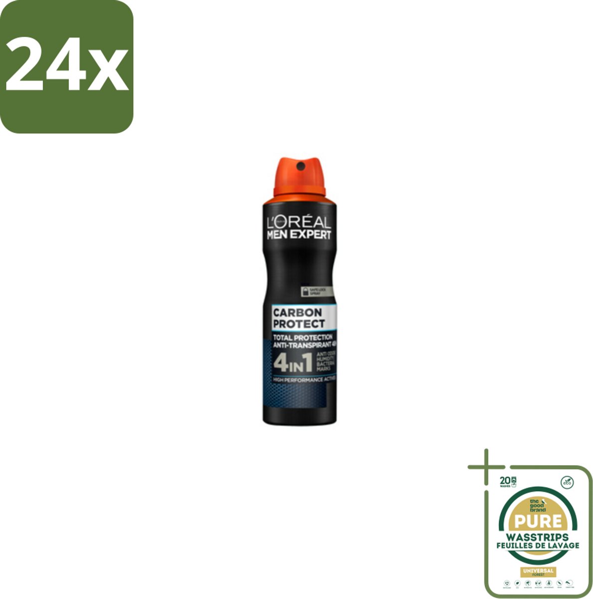 L'Oréal Men Expert Deodorant Spray Carbon Protect 150 ml - Voordeelverpakking - 24 stuks - Anti-vocht - Anti-bacterie