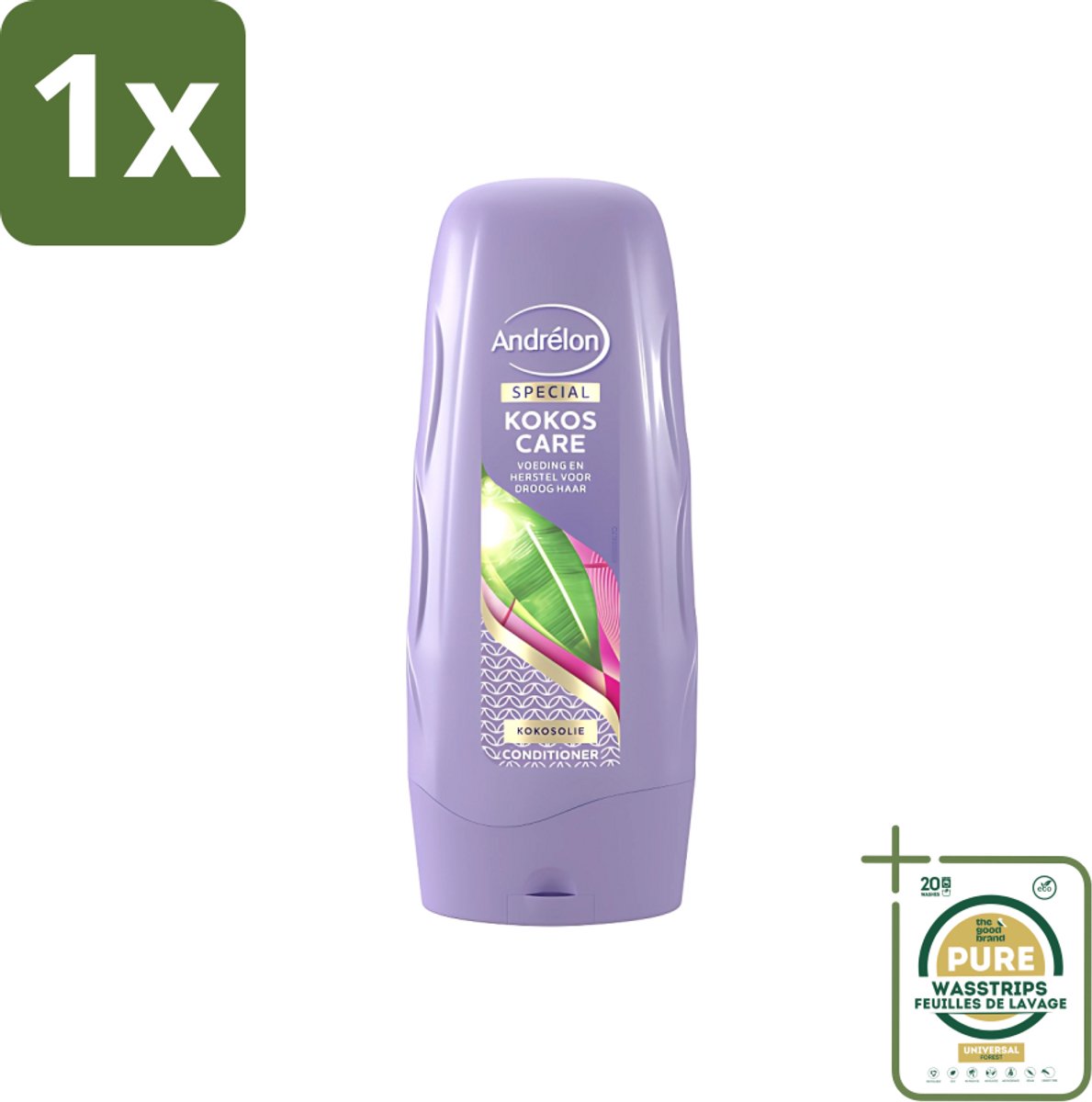 1 x Andrélon - Kokos Care - Conditioner - Hydraterend & Verzachtend - 300 ml- Droog Haar - Kokosolie - Kokosmelk - Haar Verzorging - Haar Herstel