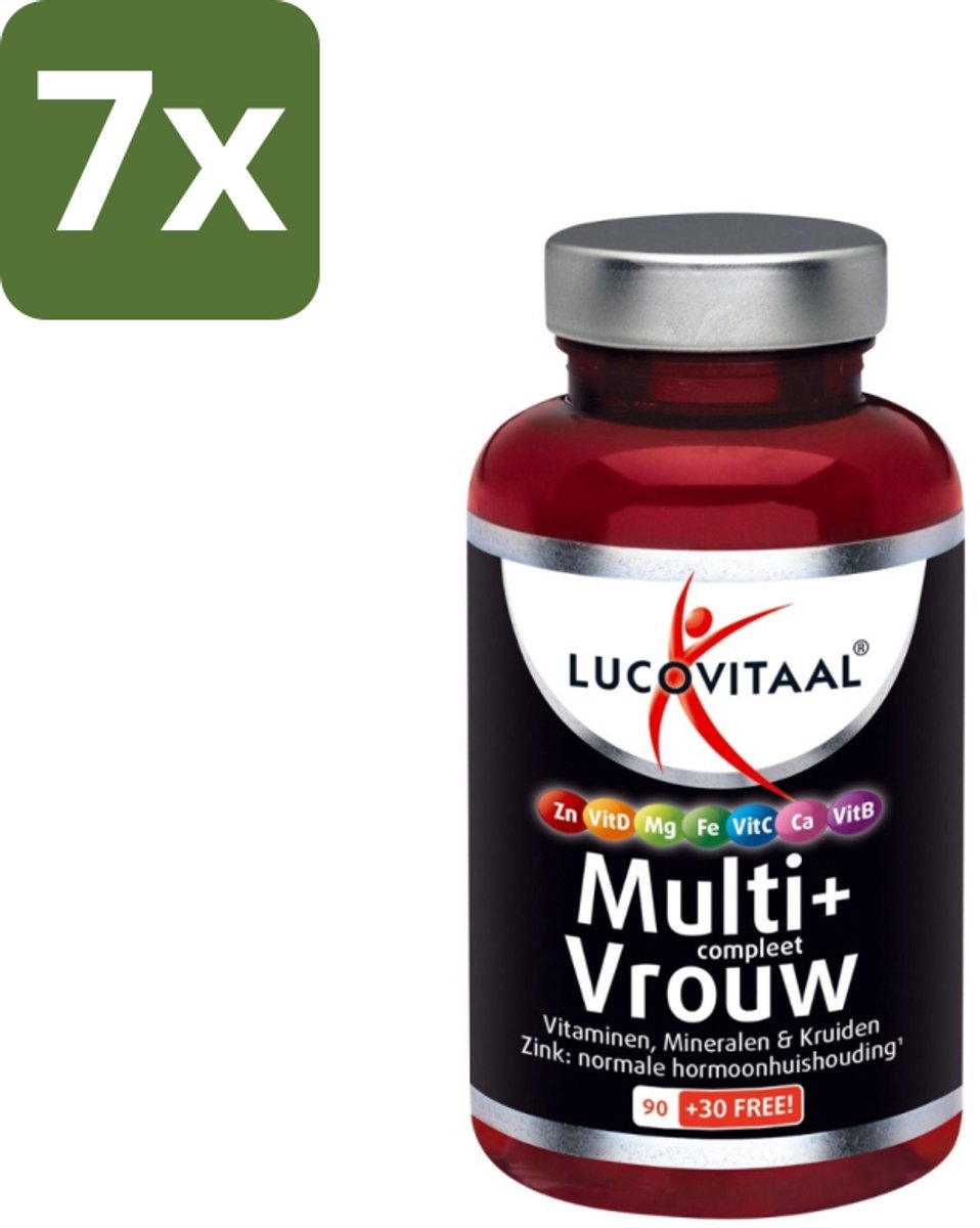 7 x Lucovitaal - Vitaminen - Multi + Compleet Vrouw - 120 Tabletten - Multivitamine Vrouw - Gezondheid Vrouw - Energie Vrouw - Vitaliteit Vrouw - Hormoonbalans
