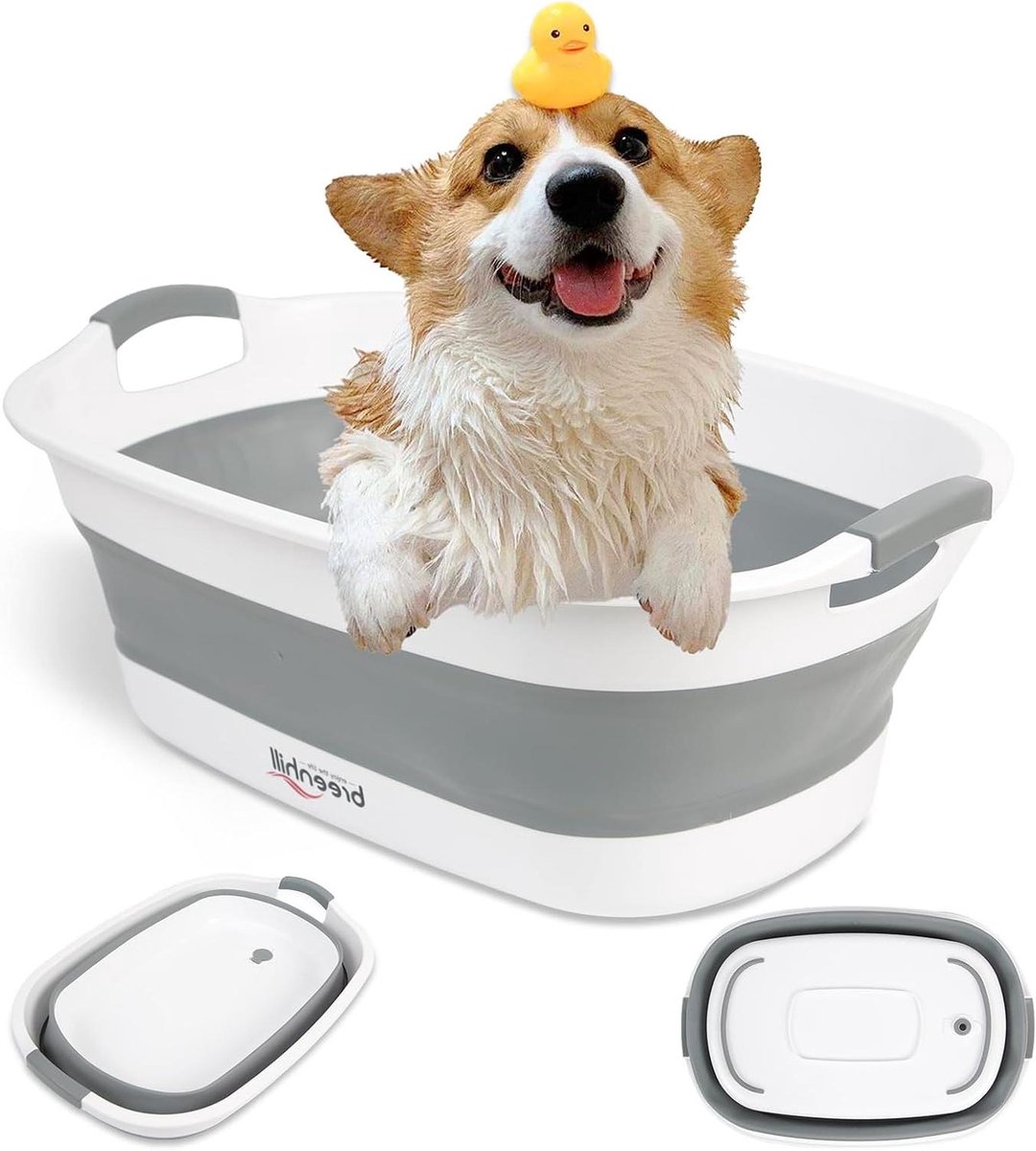 Opvouwbare Huisdierbadkuip - Draagbaar Puppybad - Huisdieren Wassen - Met Afvoerplug - 23 Liter - Grijs