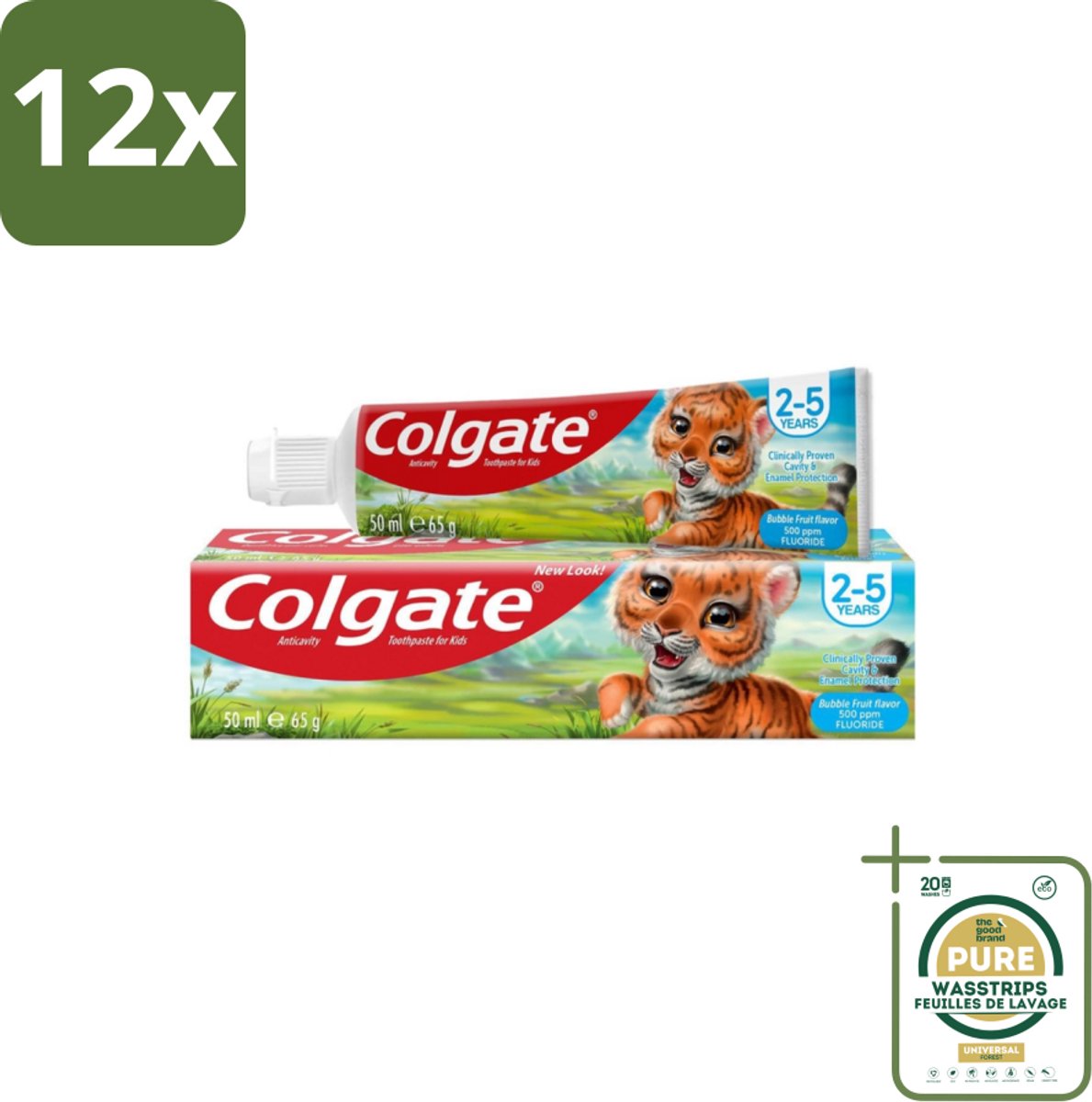 Colgate - Bubble Fruit - Kindertandpasta - Voor 2 tot 5 jaar oud - 50ml - Voordeelverpakking - 12 stuks - Melktanden beschermen - Tandpasta voor jonge kinderen