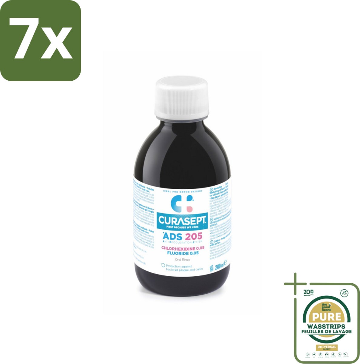 7 x Curasept Mondspoeling 0,05% CHX 200 ml - Grootverpakking - Mondspoeling - Mondhygiëne - Tandenverzorging - Chloorhexidine - Natriumfluoride
