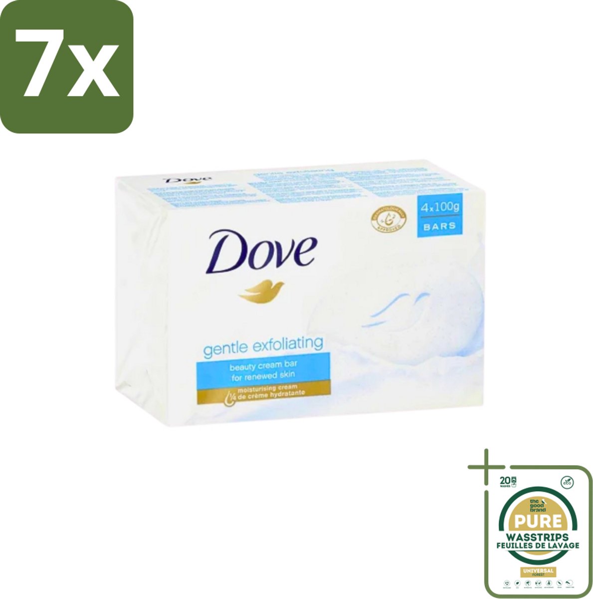 7 x Dove - Zeep - Gentle Exfoliating - Verfrissend - 4 x 100 g - Grootverpakking - Dove Beauty Bar - Exfolierende Zeep - Zachte Huid - Huidverzorging - Vochtige Huid