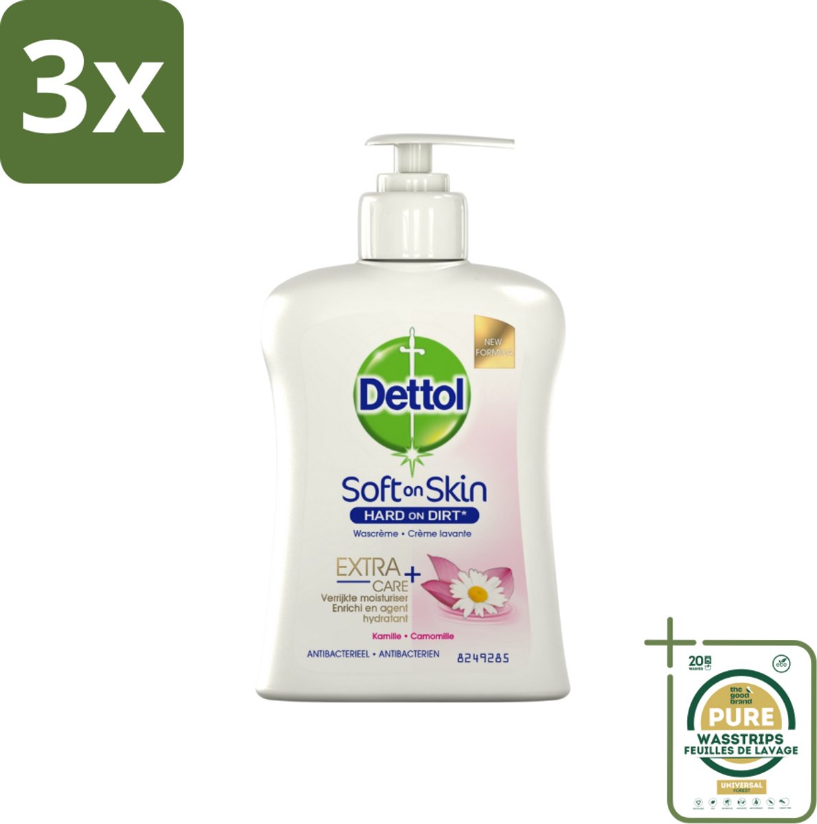 3 x Dettol - Handzeep - Antibacterieel - Hydraterend - Kamille - 250 ml - Grootverpakking - Handzeep - Antibacterieel - Hydraterend - Kamille - Handwas