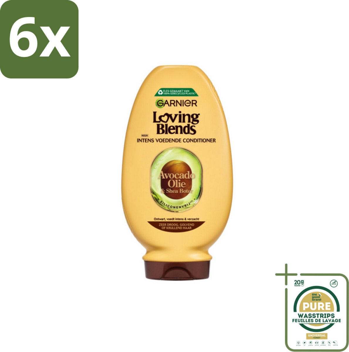 Garnier Loving Blends Avocado Olie en Shea Boter Conditioner 250 ml - Voordeelverpakking - 6 stuks - Haarverzorging - Droog haar