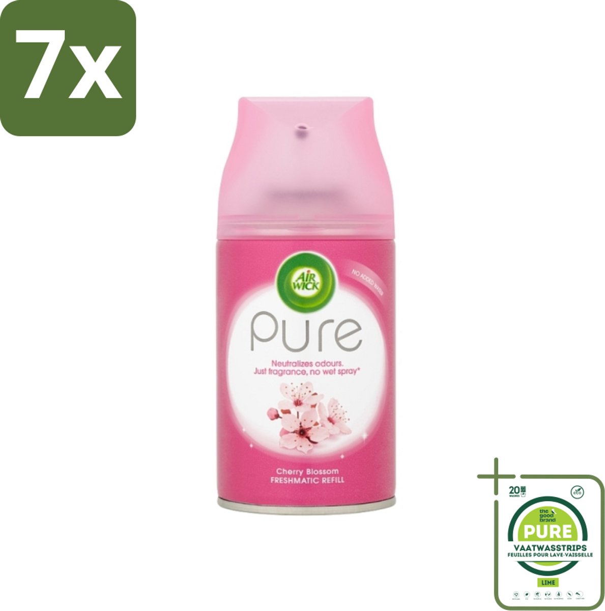 7 x Air Wick - Luchtverfrisser Navulling - Kersenbloesem - Automatische Spray - 250 ml - Grootverpakking - Kersenbloesem - Essentiële Oliën - Geur - Geurverspreiding - Fris