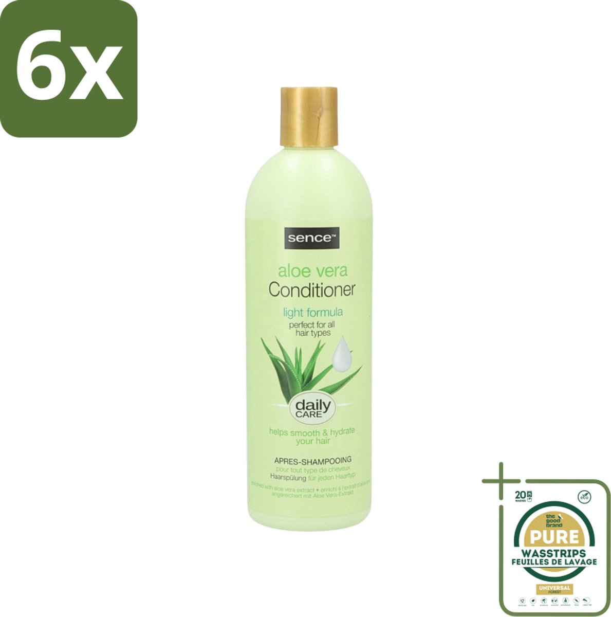 Sence - Aloë Vera - Conditioner - Hydraterend - 400 ml - Voordeelverpakking - 6 stuks - Beschadigd haar conditioner - Haar herstel
