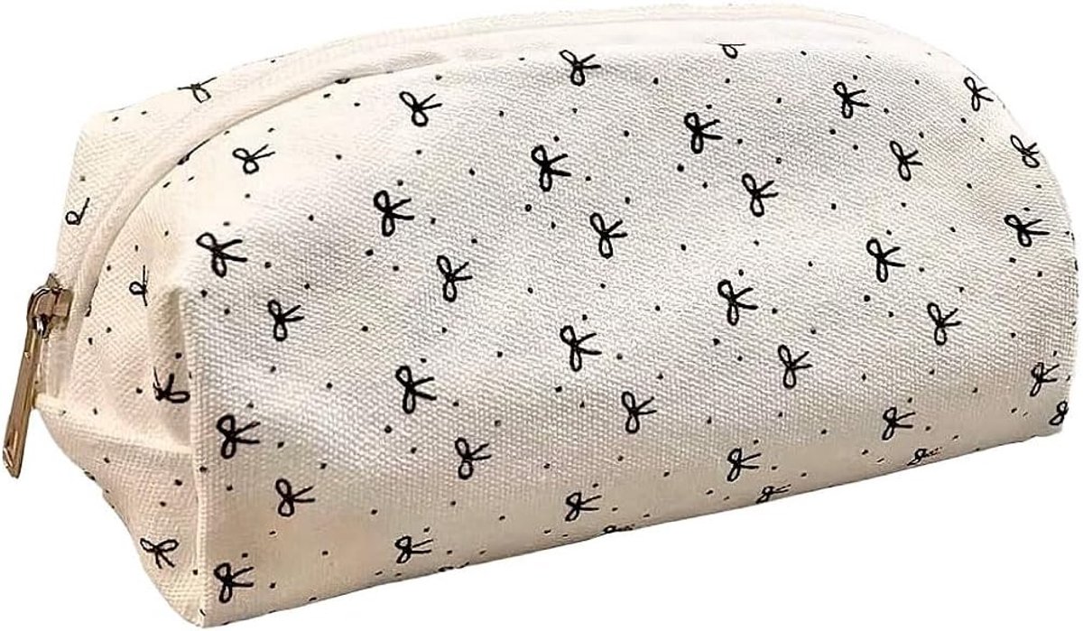 Bloemenpatroon Etui, Multifunctioneel als Pennenhouder, Make-up Tas, Portemonnee en Sleuteltas (Wit)