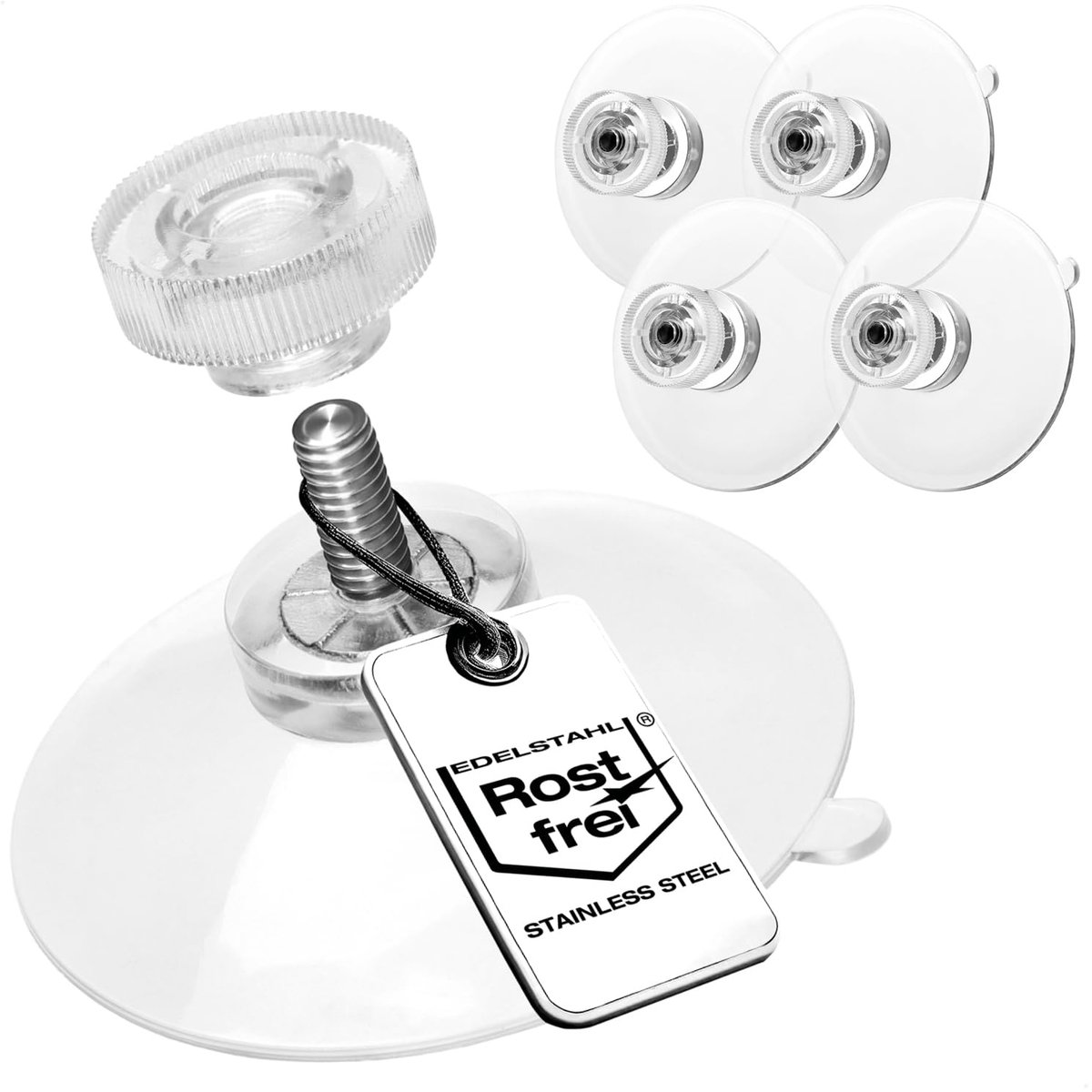 COM-FOUR® 4x zuignappen met M4-schroefdraad, Ø 40 mm, Extra sterke grip - ShopVlot