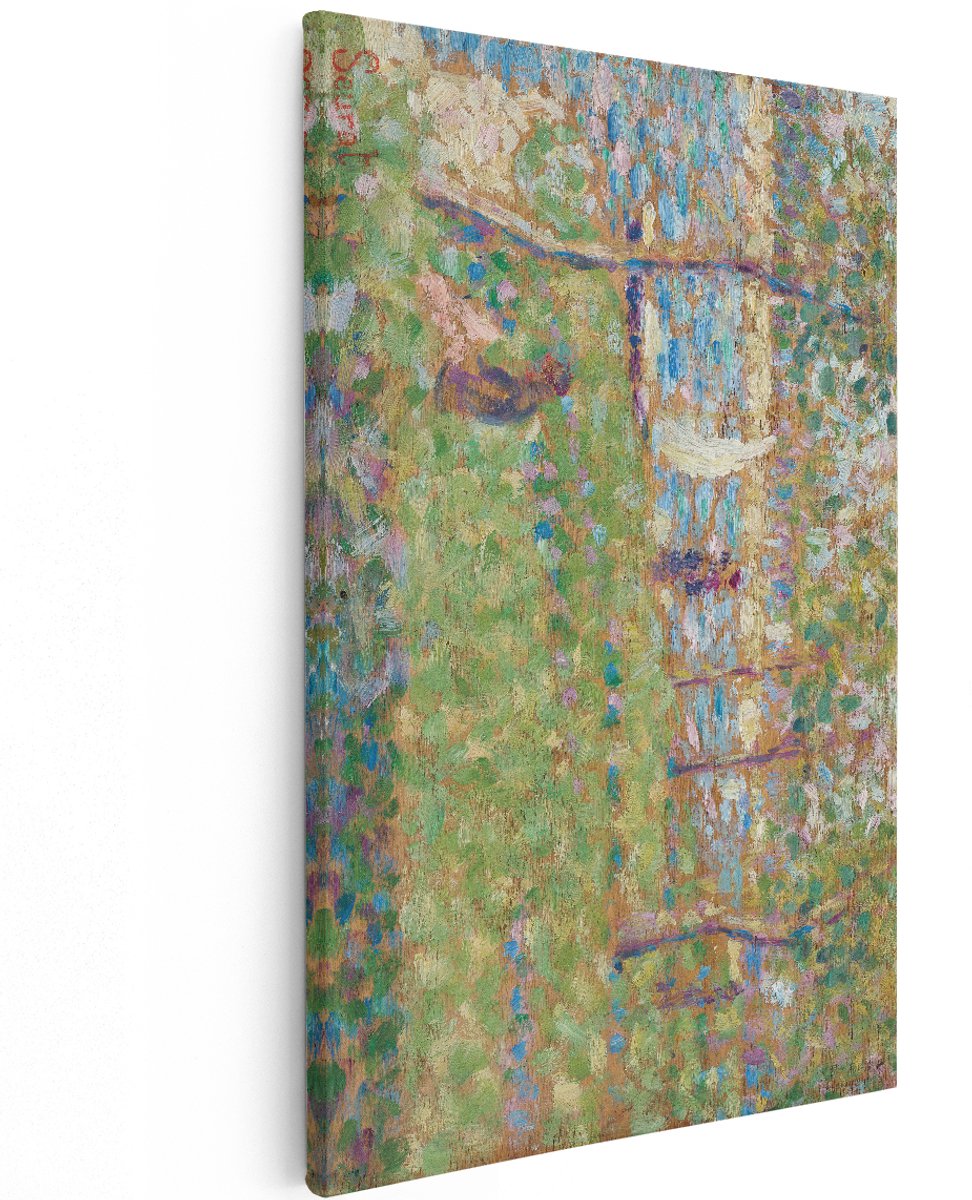 Artaza Canvas Schilderij Seurat - 100x150 cm - Groot - Wanddecoratie Impressionisme - Muurdecoratie Tuin - Decoratie Natuur Boom - Kleurrijk