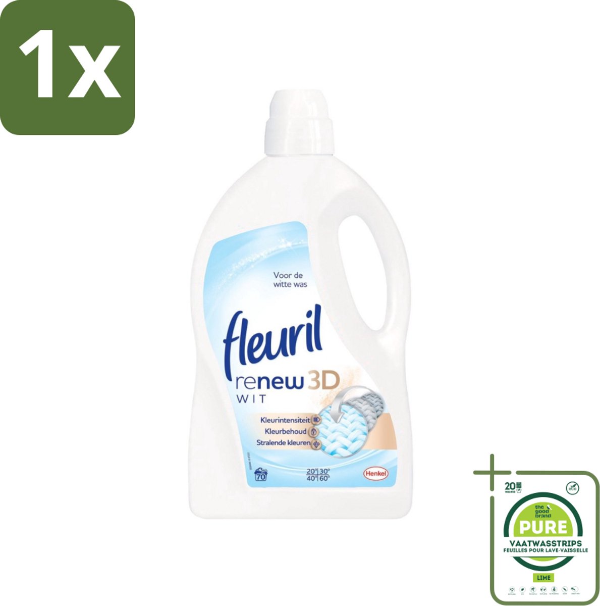 1 x Fleuril - Renew 3D - Vloeibaar Wasmiddel - Witte Was - 70 Wasbeurten - Wasmiddel - Vloeibaar Wasmiddel - Witte Was - Wasbeurten - Kleurintensiteit