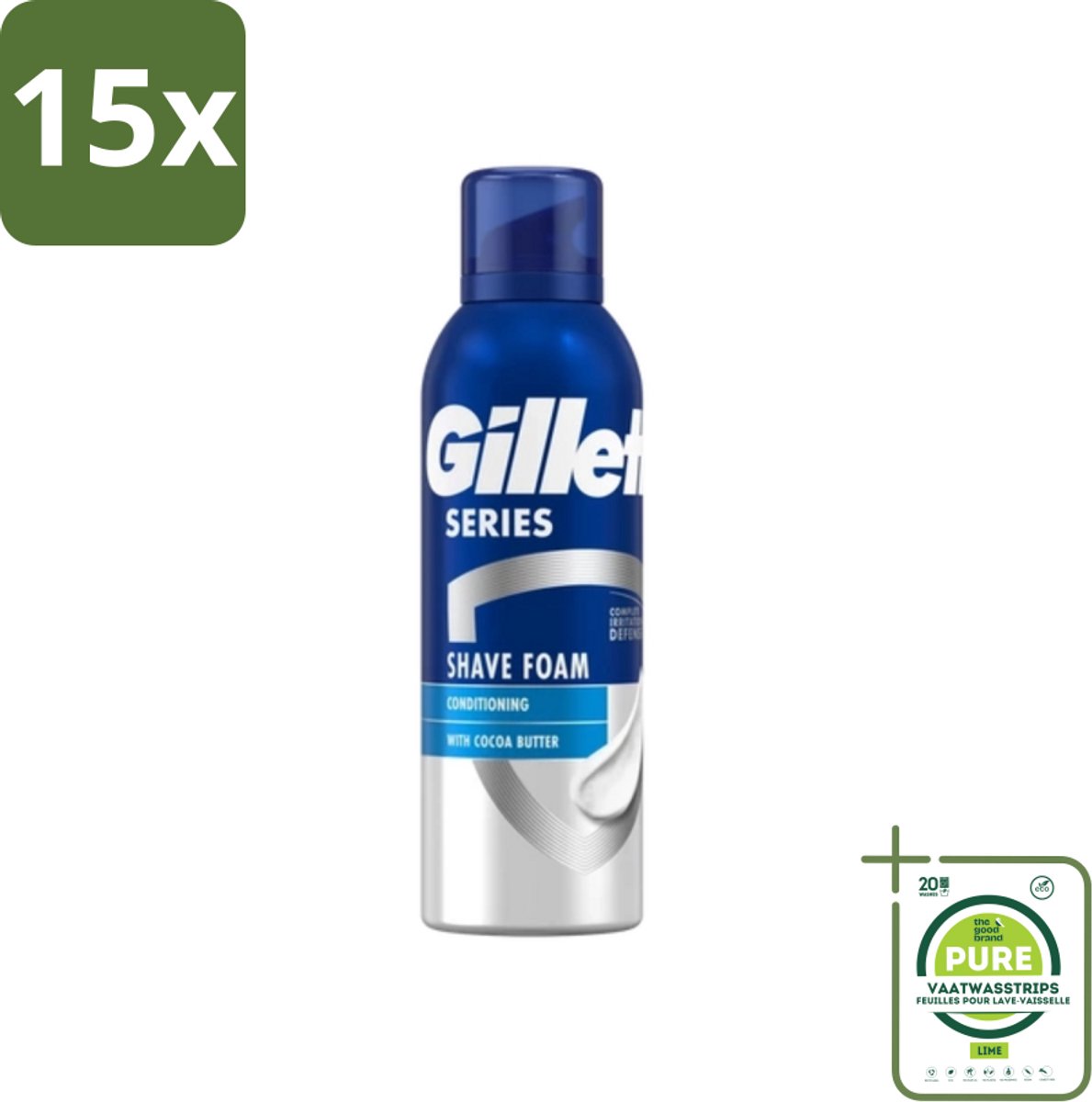 15 x Gillette - Series - Scheerschuim - Met Cacaoboter - 250 ml - Grootverpakking - Scheer Schuim - Gillette Scheer Schuim - Scheerproducten - Scheerbeurt - Gladde Scheerbeurt