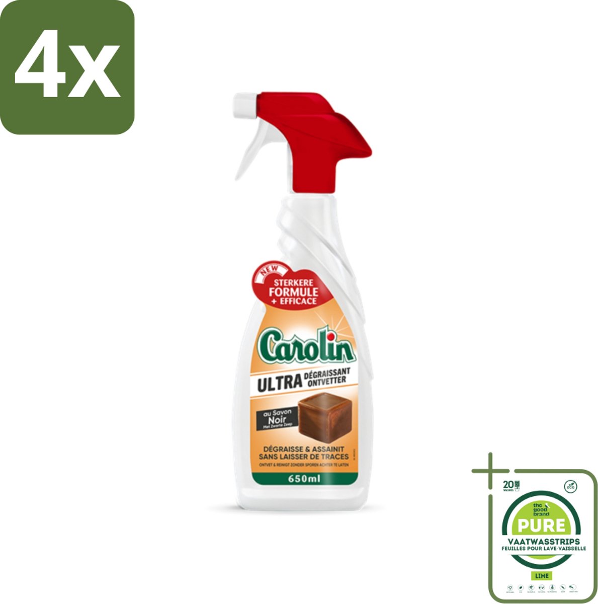 Carolin - Savon Noir - Allesreiniger - Spray - 650 ml - Voordeelverpakking - 4 stuks - Allesreiniger - Schoonmaakproduct