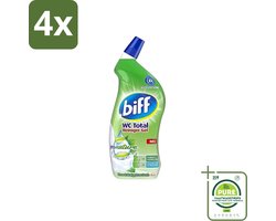 Biff - WC Total Gel - ProNature Toiletreiniger - Mint Eucalyptus 750ml - Voordeelverpakking - 4 stuks - Toilet schoonmaak - Wc reiniger