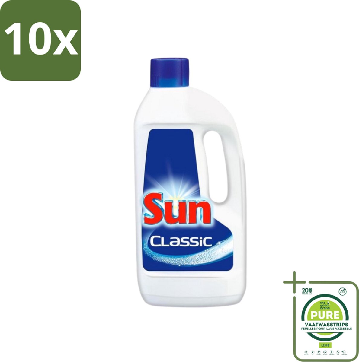 10 x Sun Classic - Vaatwasmiddel Gel - 75 Wasbeurten - Grootverpakking - Vaatwasmiddel - Vaatwasser - Vaatwasgel - Schoon Vaat - Vloeibaar Vaatwasmiddel