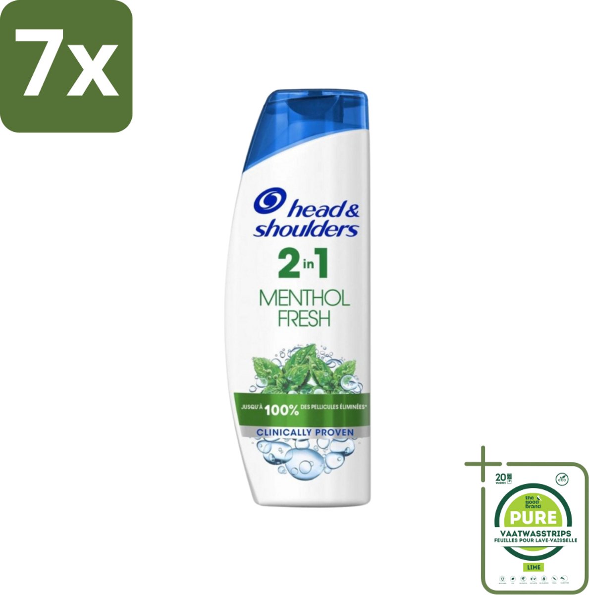 7 x Head & Shoulders - 2in1 Anti-Roos Shampoo & Conditioner - Menthol Fresh - 270 ml - Grootverpakking - Anti-Roos Shampoo - Roos Shampoo - Hoofdhuidverzorging - Haarverzorging - Menthol Fresh