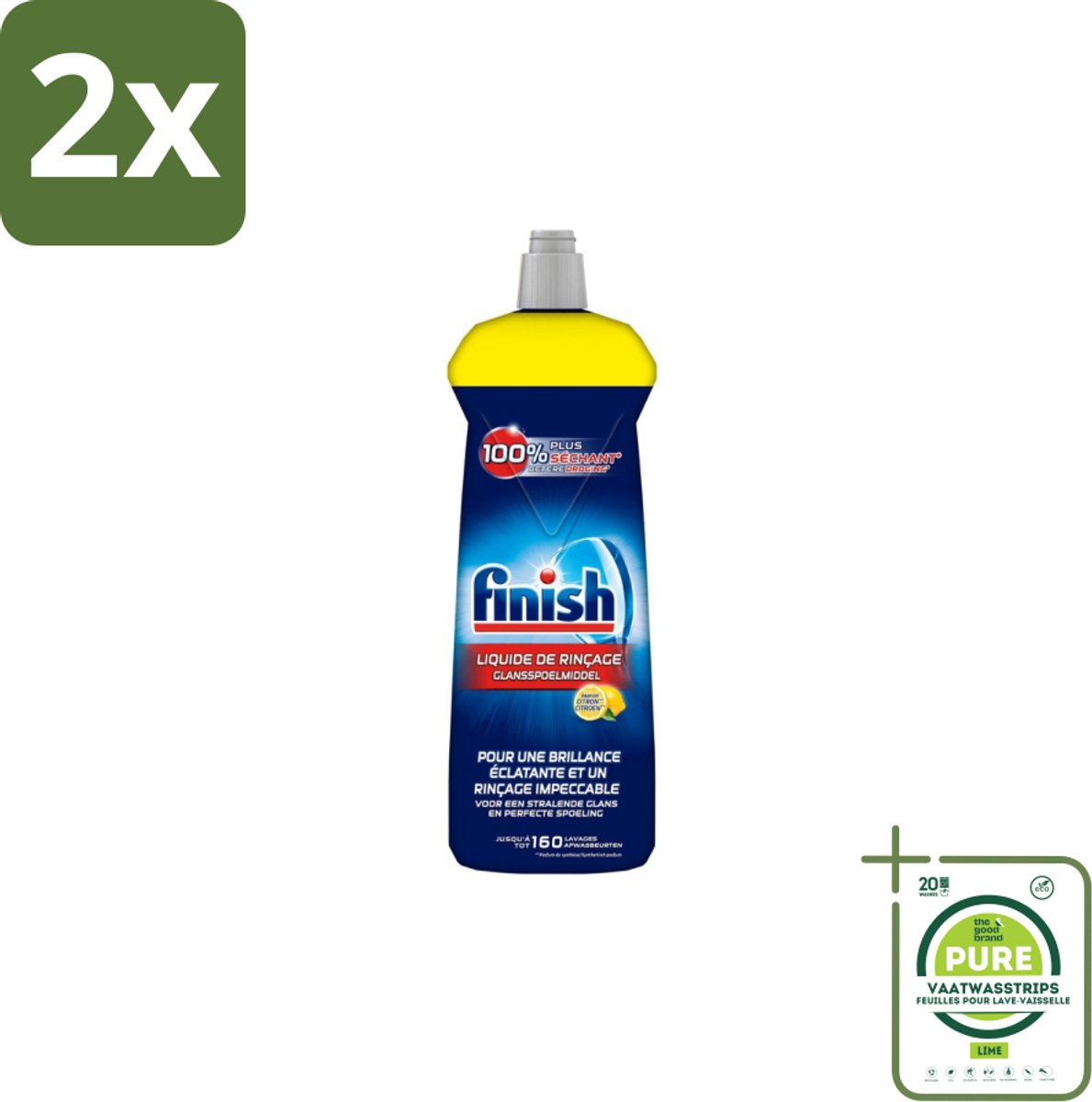 Finish – Glansspoelmiddel – Citroen – 800 ml - Voordeelverpakking - 2 stuks - Glansmiddel - Vaatwasser