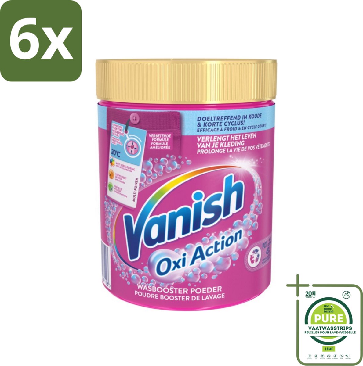 Vanish Oxi Action - Vlekkenverwijderaar Poeder - Gekleurde Was - 1 Kg - Voordeelverpakking - 6 stuks - Vlekkenverwijderaar - Wasbooster