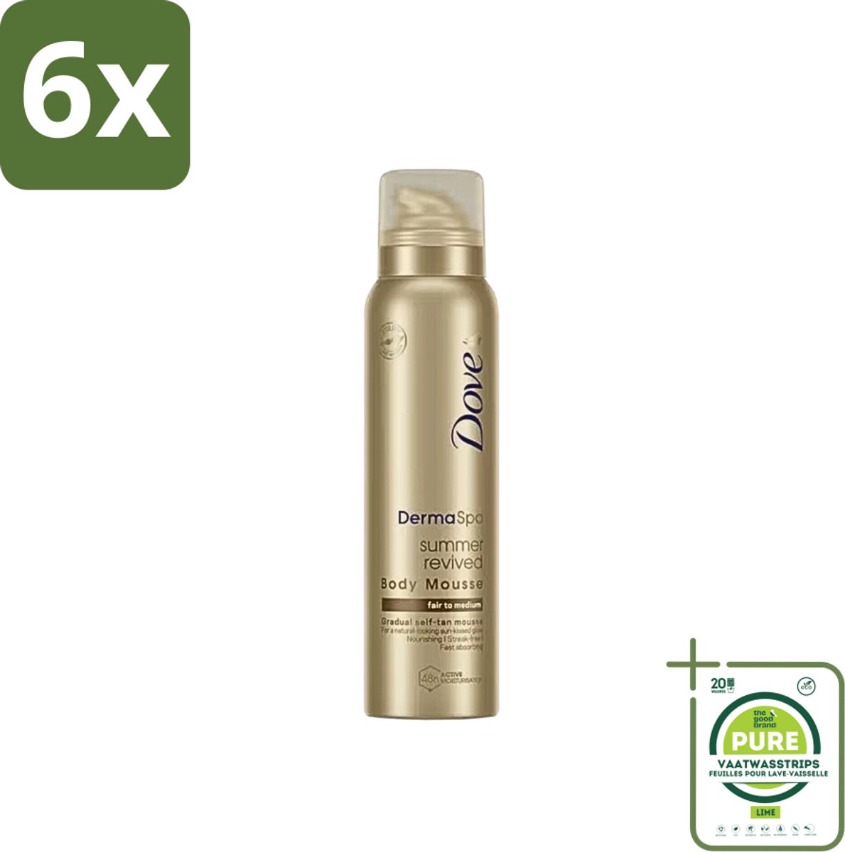 Dove DermaSpa - Zelfbruiner - Tanning Mousse - Medium-Dark - 150 ml - Voordeelverpakking - 6 stuks - Zonnebruining mousse - Dove DermaSpa