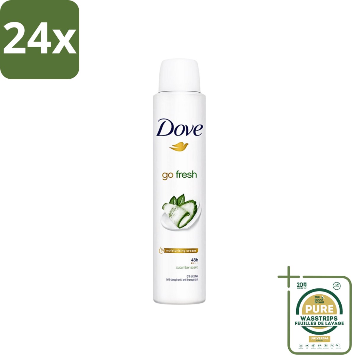 Dove Go Fresh - Deospray - Groene Thee & Komkommer - 200 ml - Voordeelverpakking - 24 stuks - Antitranspirant - Groene thee