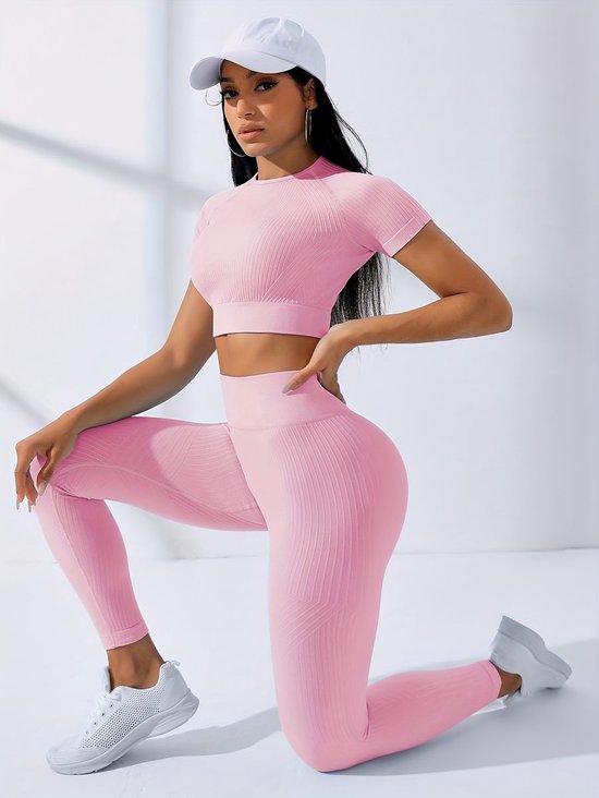 Currero Pilates Pak Dames - Yoga - Buttshaper - Gym - Fitness - Butt Lift - Bil Vergrotend - Heup Liftend - Yogakleding - Roze XS — afbeelding 4