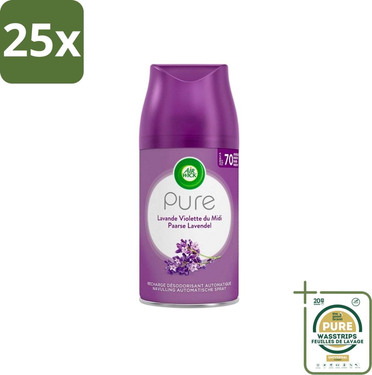 25 x Air Wick Freshmatic - Luchtverfrisser Navulling - Pure Fresh Lavendel - 250ml - Grootverpakking - Lavendelgeur - Luchtverfrisser - Geurverspreider - Geurneutraliseren - Geurintensiteit