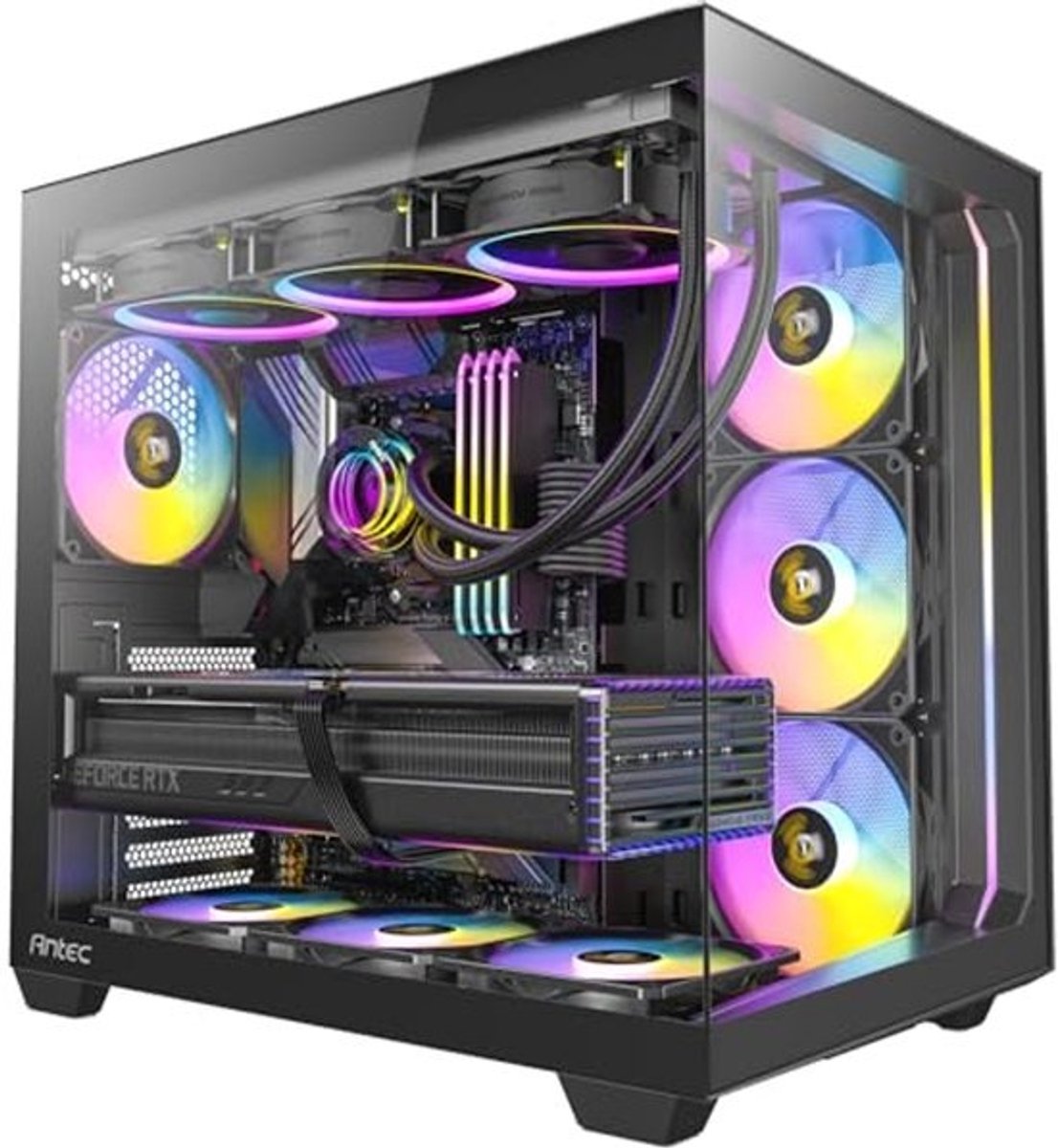 Mid Tower Gehard Glas PC Gaming Case met ARGB Verlichting - Zwart