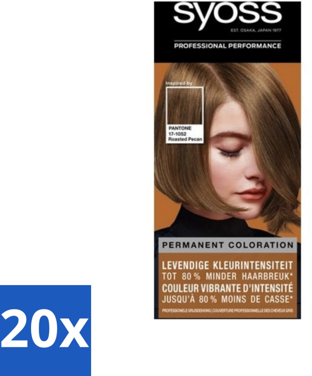 20 x Syoss - Haarverf - Pantone 6-66 Roasted Pecan - 1 Haarkleuring - Haarverf - Pantone 6-66 Roasted Pecan - Permanent Haarverf - Haarverf Salon - Haarverf Keratine