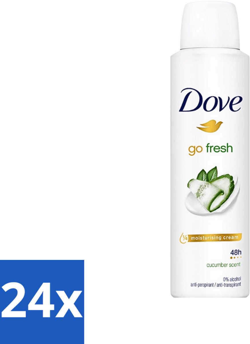24 x Dove Go Fresh - Deospray - Komkommer - 150 ml - Dove Go Fresh - Deodorant - Komkommergeur - Groene Thee - Langdurige Bescherming