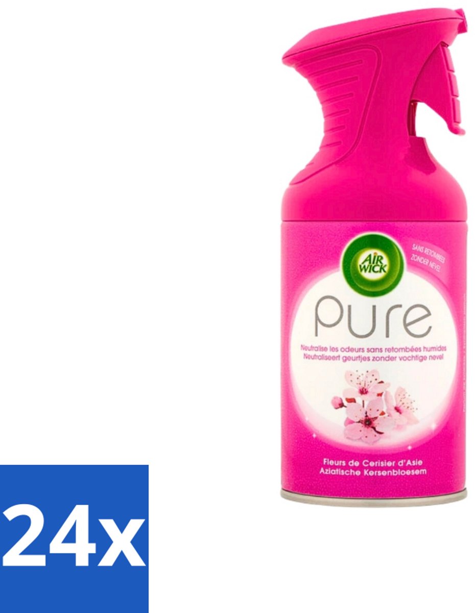 24 x Air Wick Pure Luchtverfrisser Aziatische Kersenbloesem 250 ml - Luchtverfrisser - Geurspray - Kersenbloesem - Aziatische Kersenbloesem - Geurverfrisser