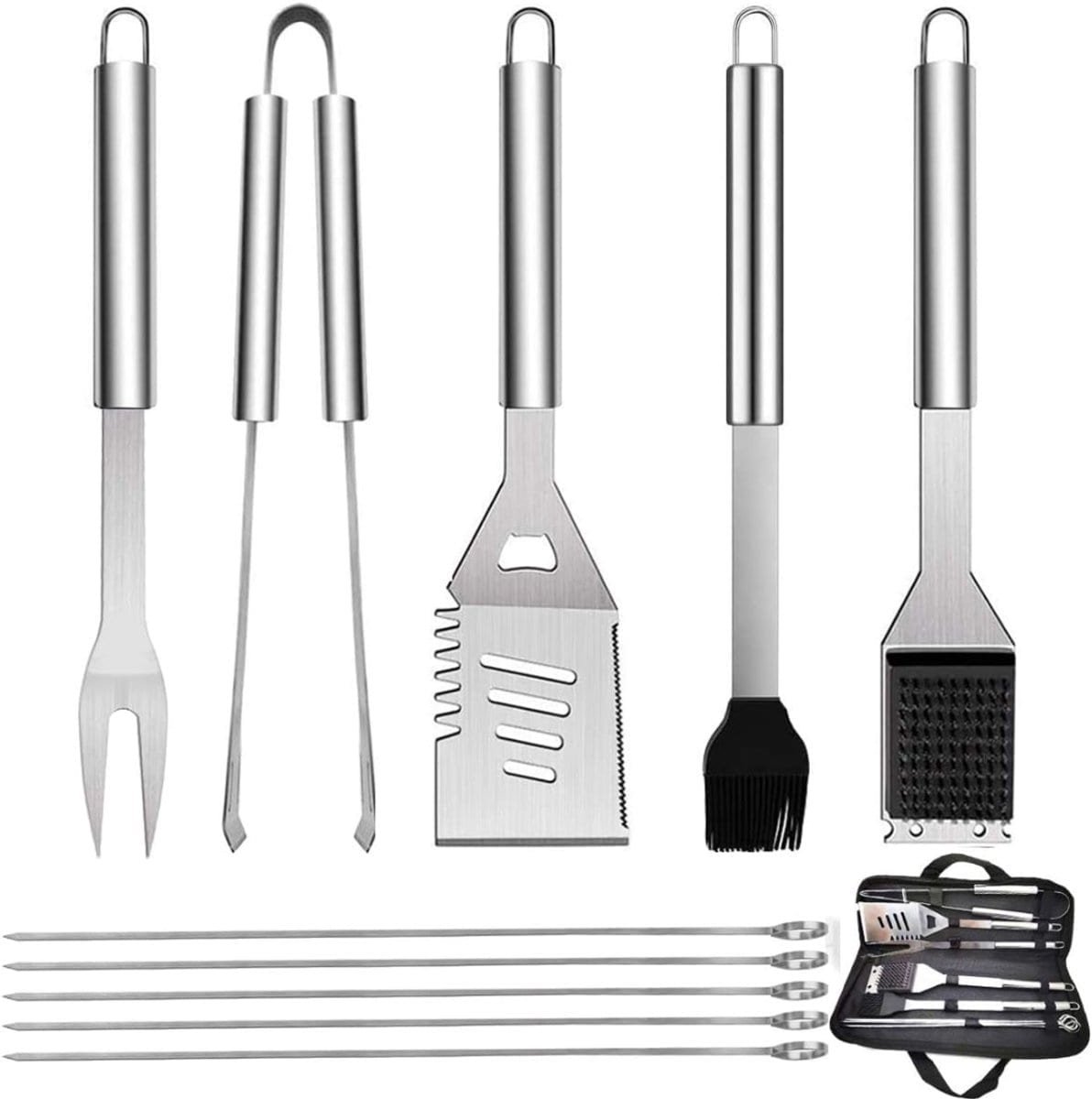 Klarven® BBQ Tang Zilver - Veilig grillen zonder brandwonden, Perfecte grip en controle, Duurzaam gereedschap - H 35 x B 8 x D 3 cm