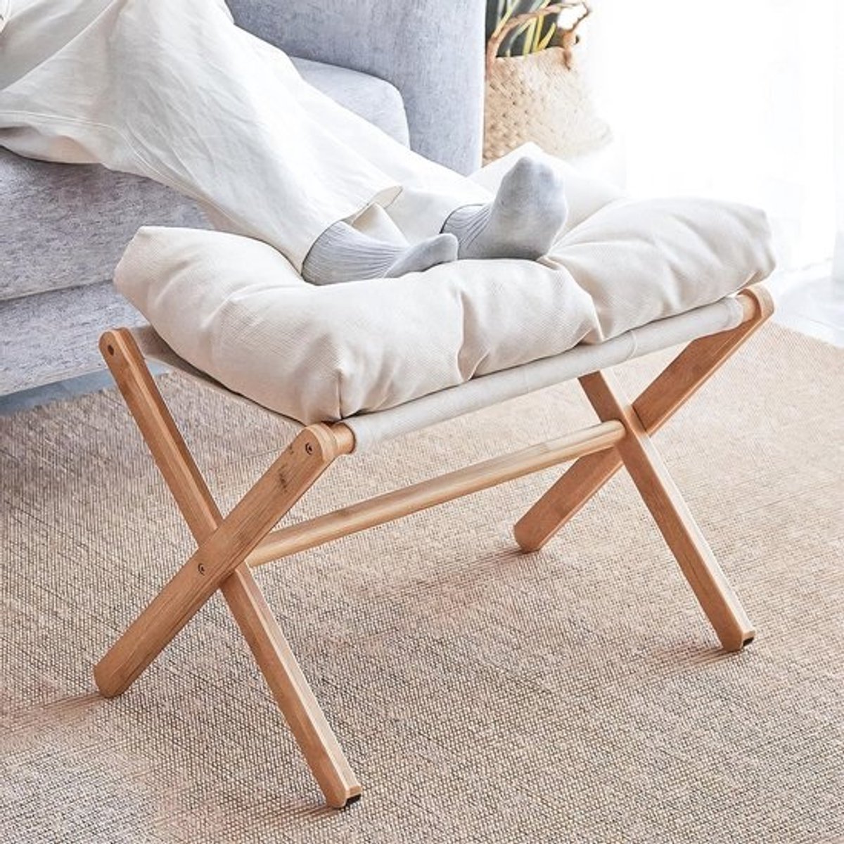 Opvouwbare bamboe voetensteun voor huis, multifunctioneel en comfortabel