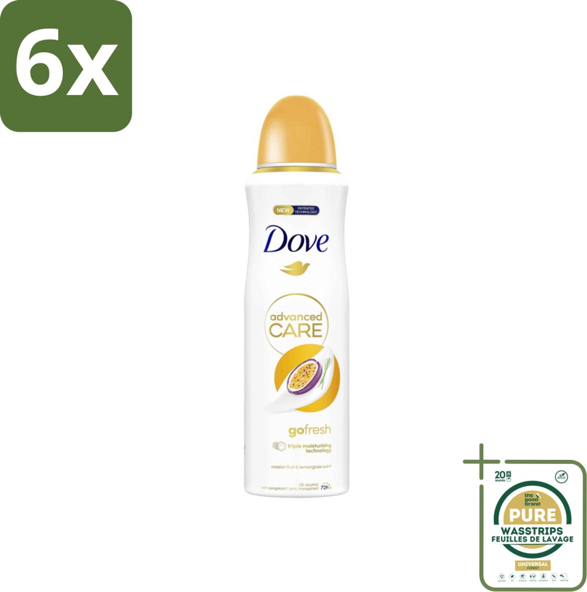 Dove – Deodorant Spray – Go Fresh Passievrucht – 200 ml - Voordeelverpakking - 6 stuks - Passievrucht - Zweetbestendig