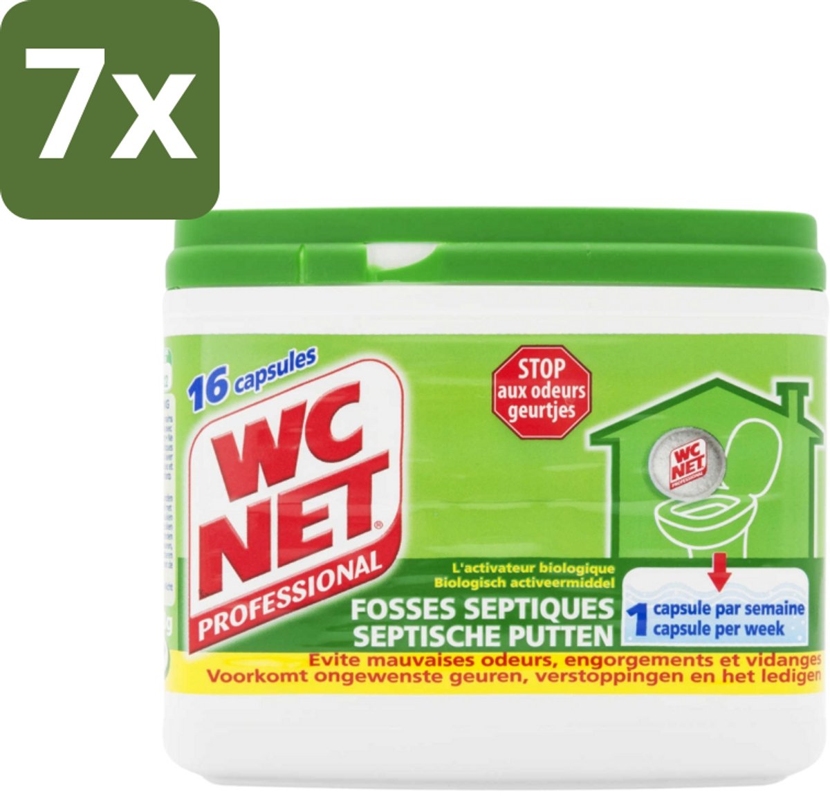 7 x WC Net - Ontstopper - Voorkomt Ongewenste Geuren - 16 Capsules - WC Net Ontstopper - Toilet Geur - Verstopping Voorkomen - Toilet Reinigen - Toilet Bescherming