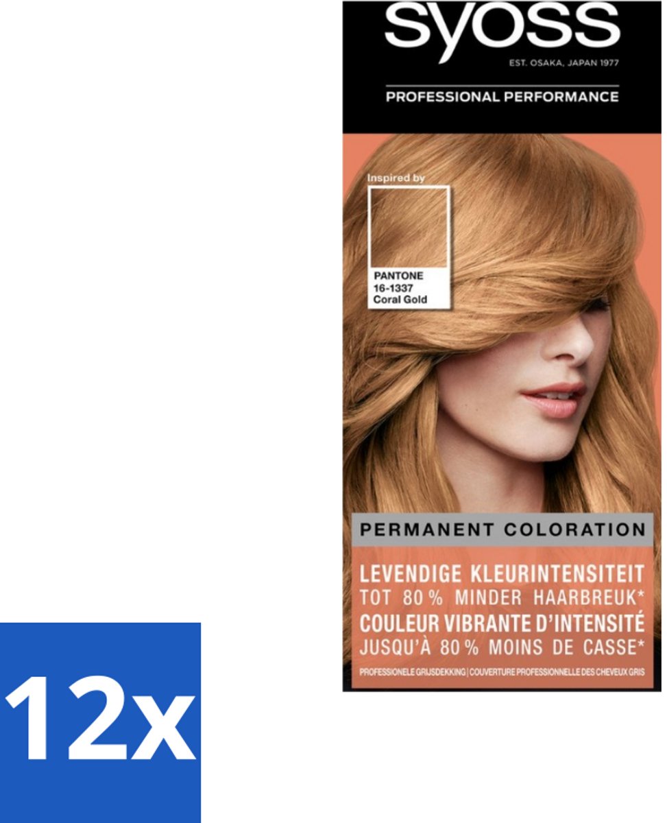 12 x Syoss - Haarverf Colors Pantone - 9-67 Coral Gold - 1 Haarkleuring - Haarverf - Permanente Haarkleuring - Syoss - Pantone - Coral Gold