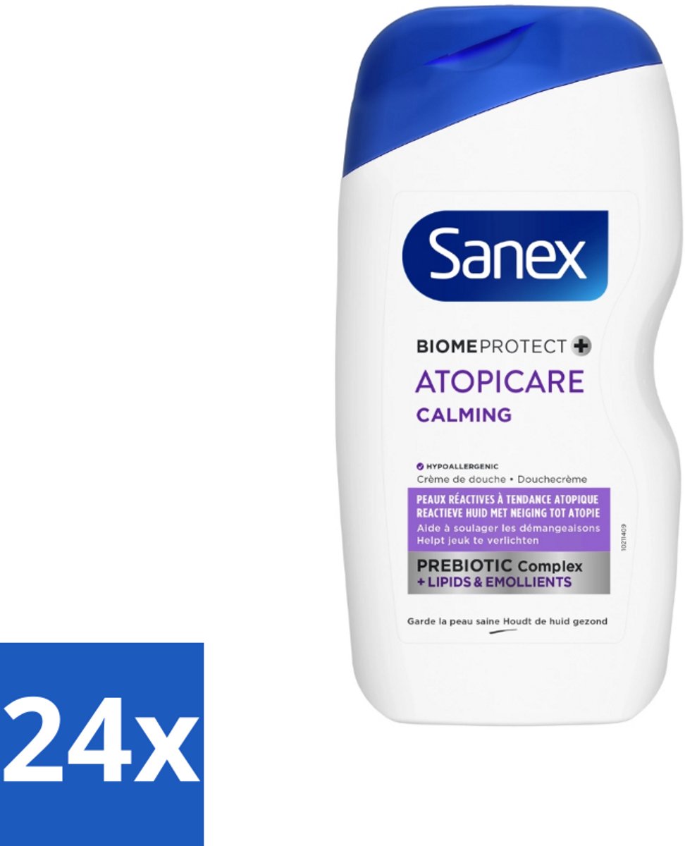 24 x Sanex - BiomeProtect Dermo - Douchecrème - Reactieve Huid - 400 ml - Sanex BiomeProtect - Douchecrème - Gevoelige Huid - Reactieve Huid - Kalmerende Douchecrème