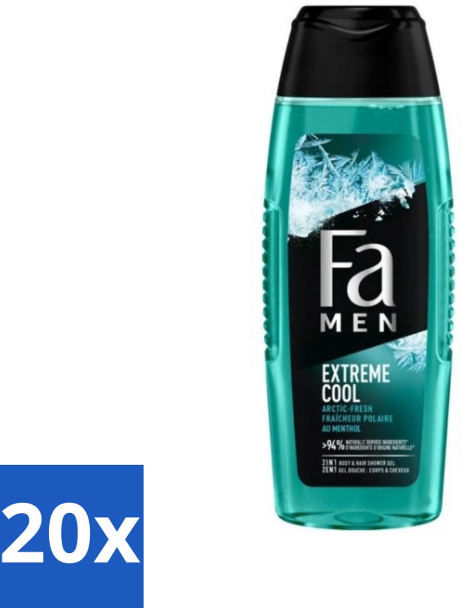 Fa Men Douchegel en Shampoo Extreme Cool 250 ml - Bulkverpakking - 20 stuks