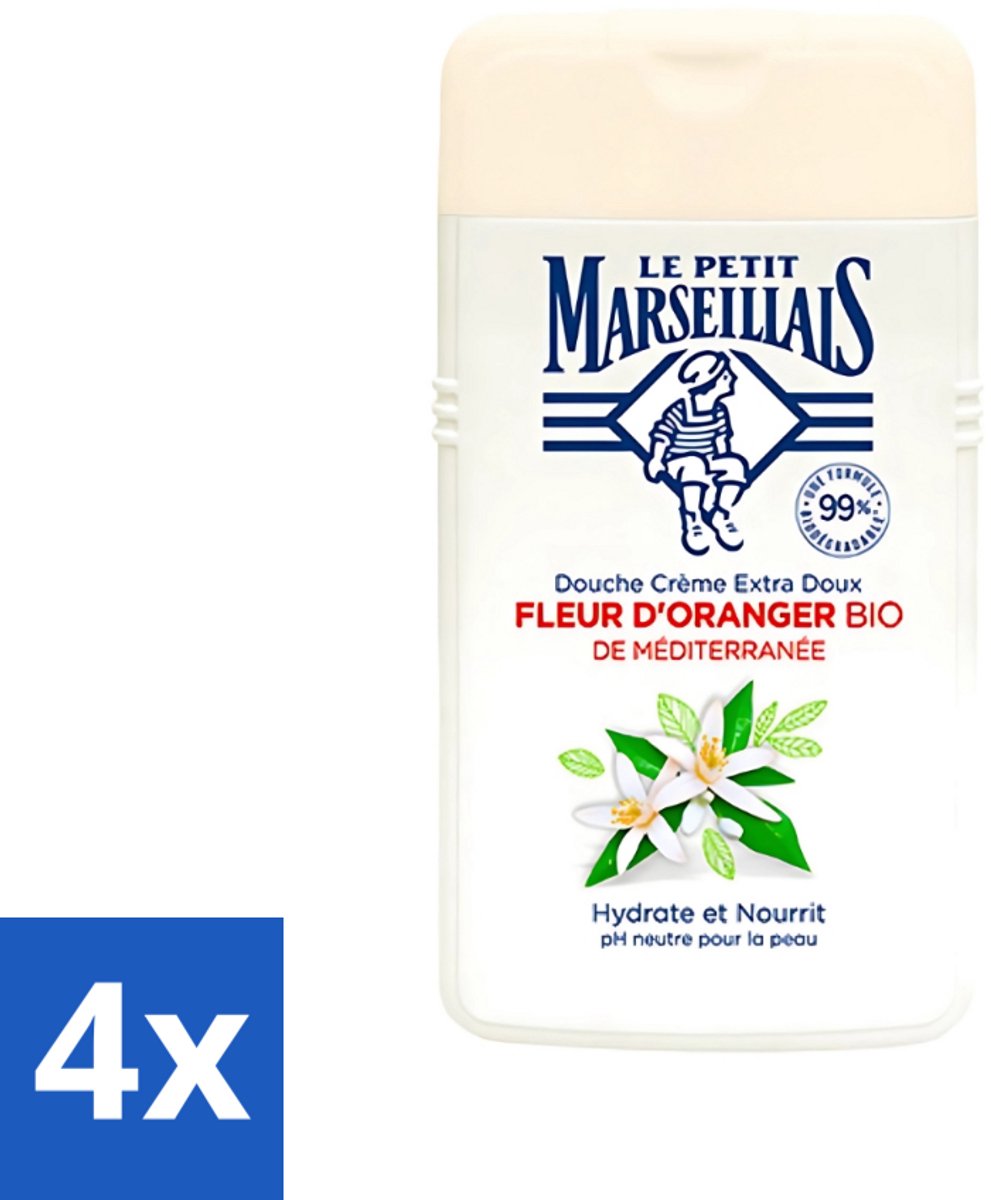 4 x Le Petit Marseillais - Douchecrème - Oranjebloesem - Hydraterend - 250ml - Douchecrème - Oranjebloesem - Hydraterende Douche - Le Petit Marseillais - Douchegel