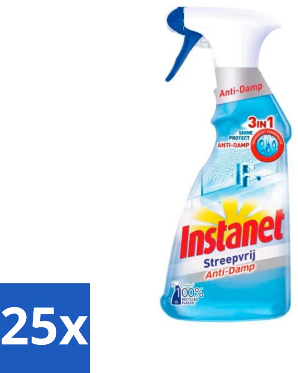Instanet - Schoonmaakspray - Anti-Damp - Streepvrij - 3in1 - 500 ml - Bulkverpakking - 25 stuks