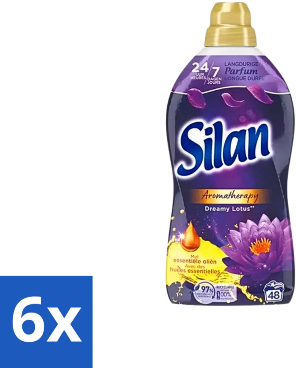 6 x Silan Aromatherapy - Wasverzachter - Dreamy Lotus - Essentiële Oliën en Langdurige Parfum - 48 Wasbeurten - 1.056L - Wasverzachter - Geur - Essentiële Oliën - Lotus - Langdurige Geur