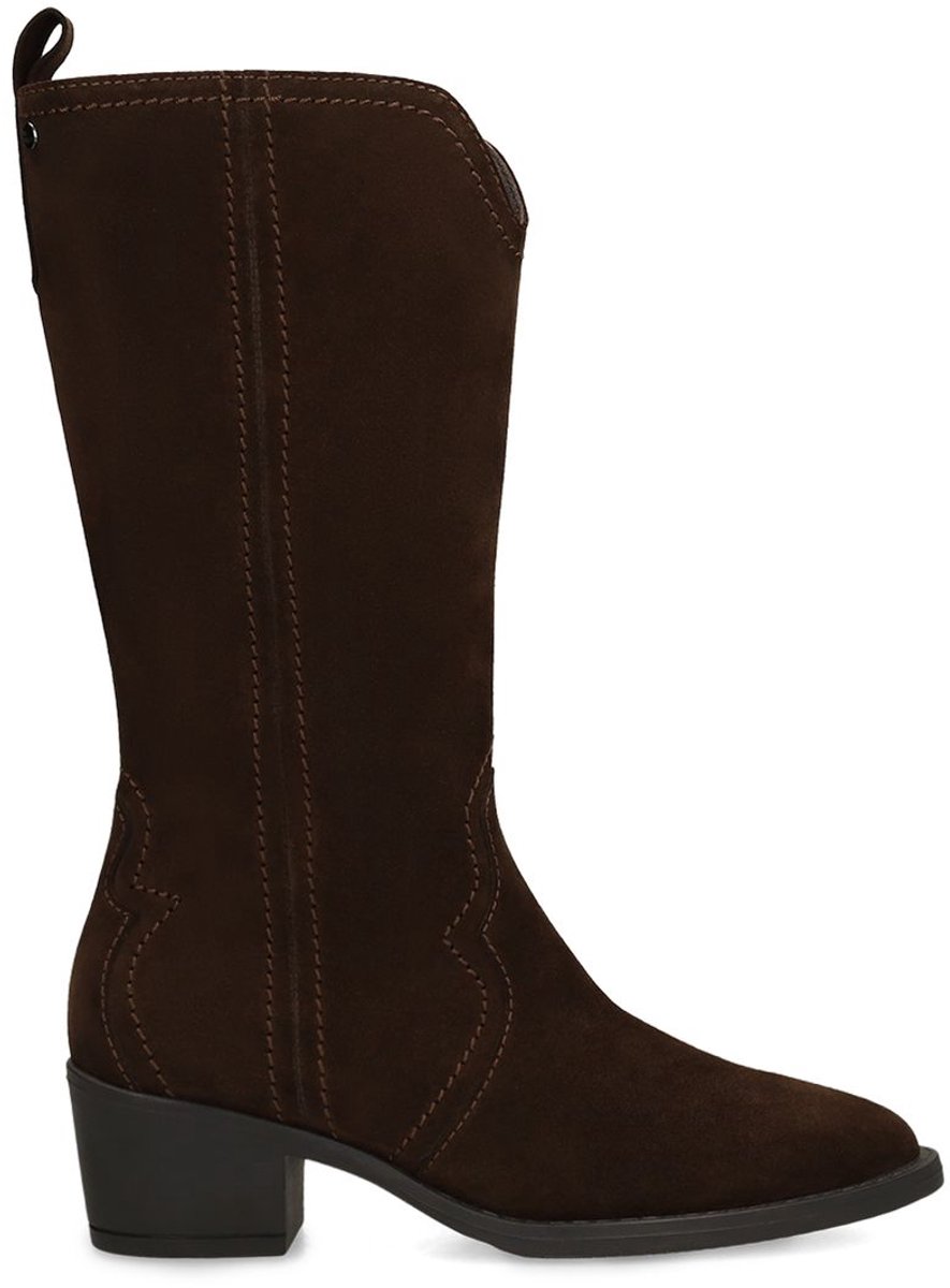 No Stress - Dames - Donkerbruine suède cowboylaarzen - Maat 41