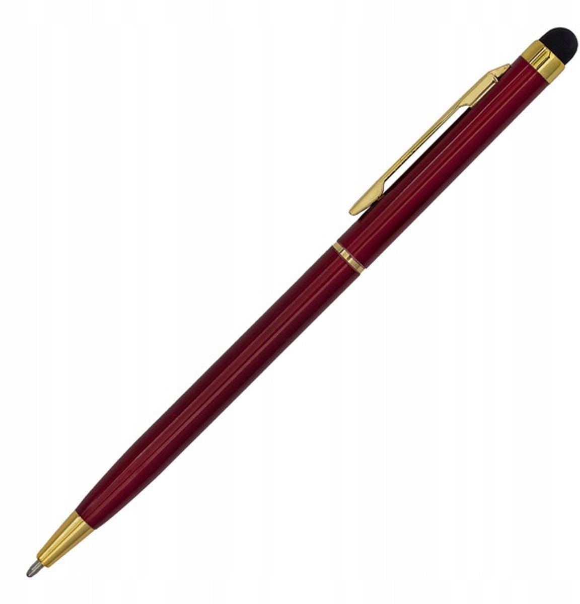Bordeauxrode aluminium touchtip gouden balpen met touchtip