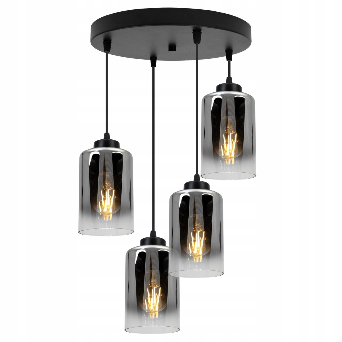 Hella Hanglamp Zwart Glas E27 4 lichtpunten