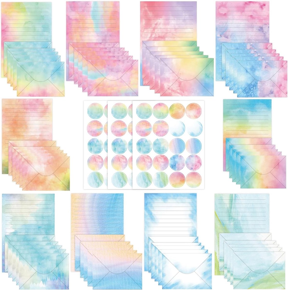 Complete Set van 160 Stukjes Kantoorbenodigdheden met A5 Schrijfpapier, Enveloppen en Stickers voor Bruiloften en Creatief Schrijven