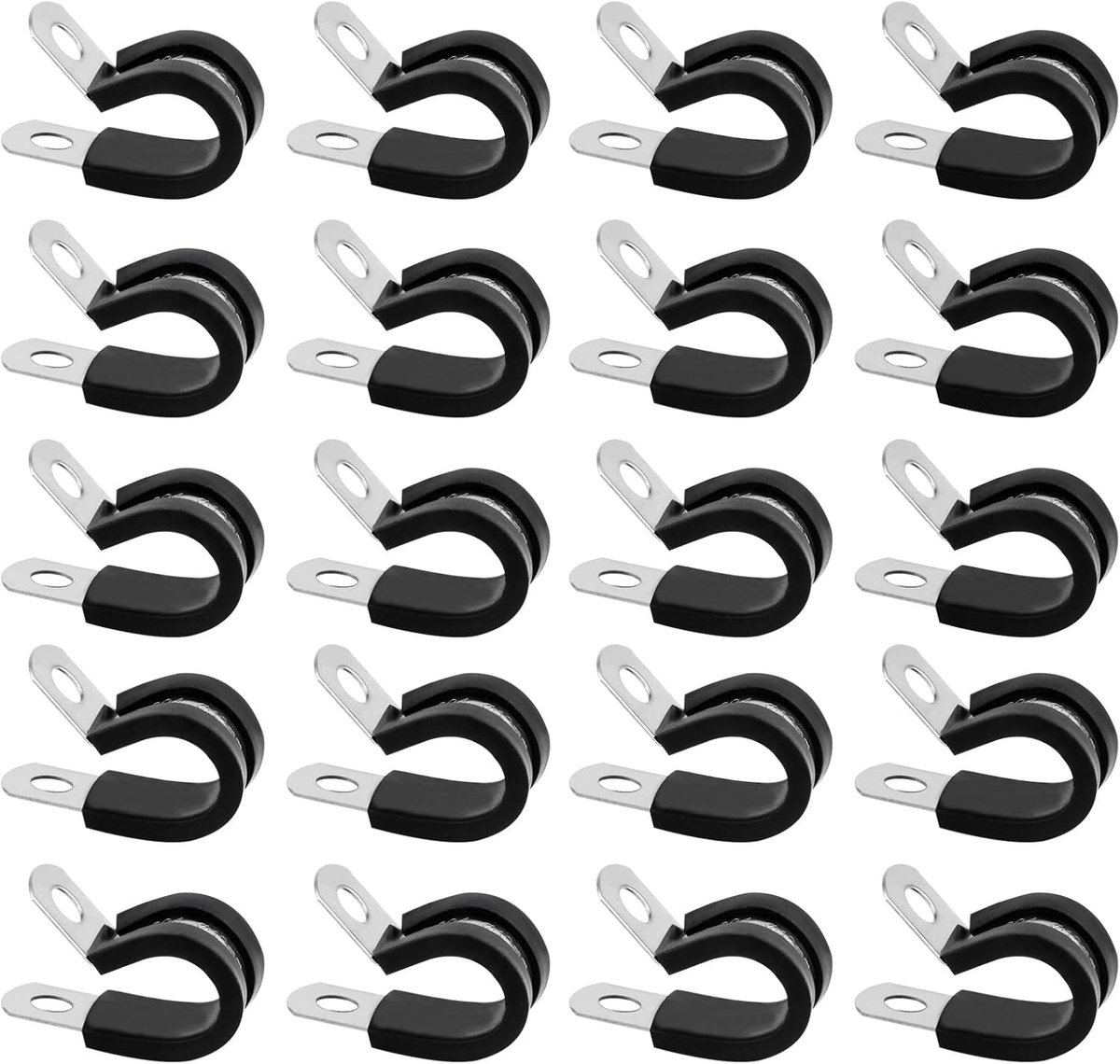 RVS Slangklemmen Set van 20 Stuks, 12mm met Rubber Bescherming voor Diverse Toepassingen