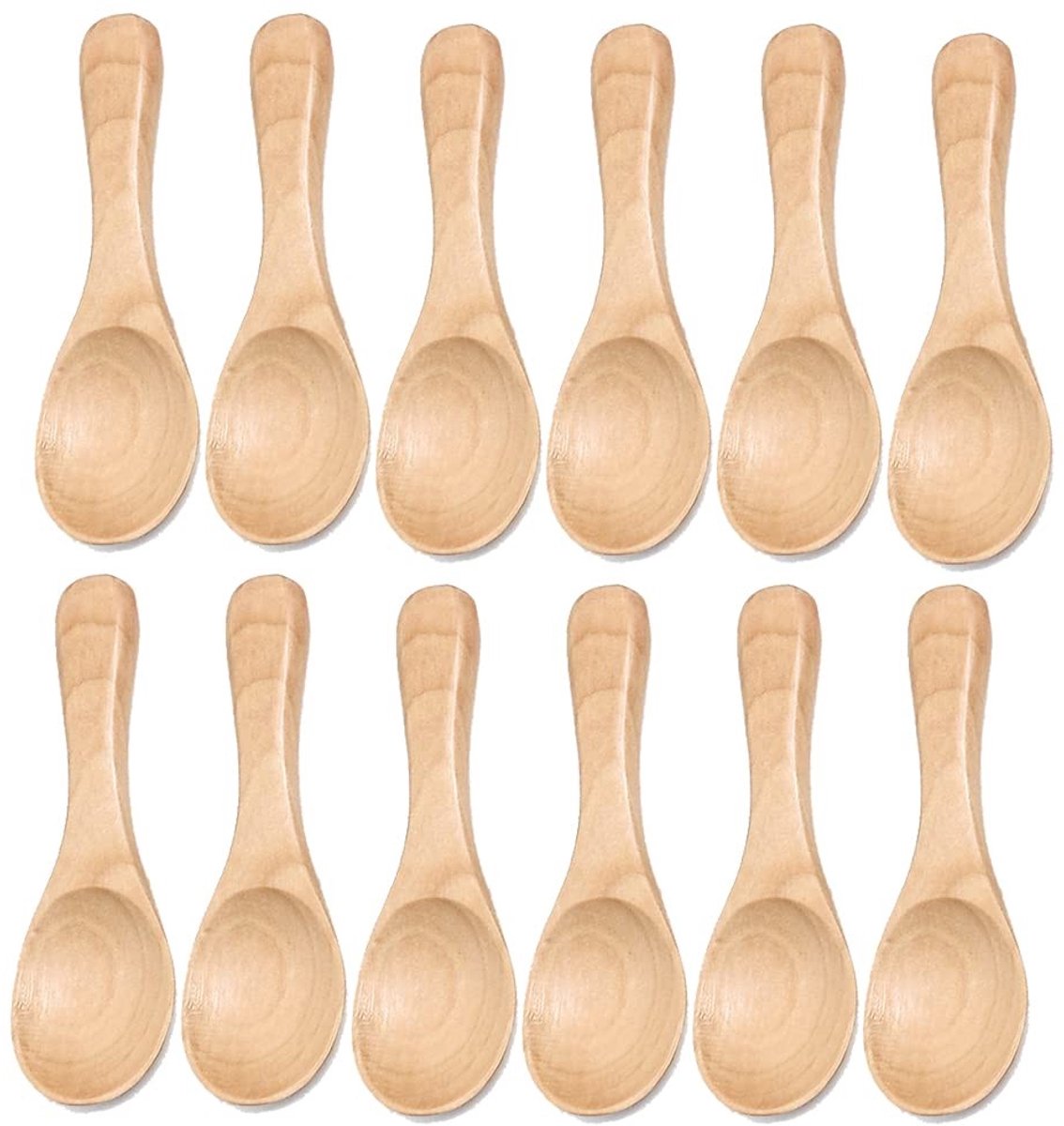 Elzusha - 12 Mini Houten Lepels voor Koffie, IJs en Specerijen - 9.5 x 3.2 cm