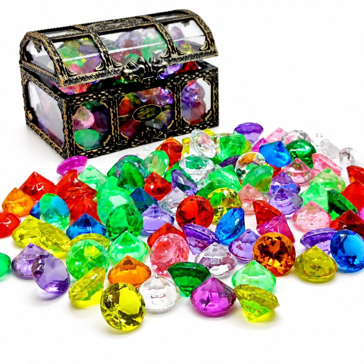 Elzusha - 100 Kleurrijke Acryl Diamanten voor Schatzoeken