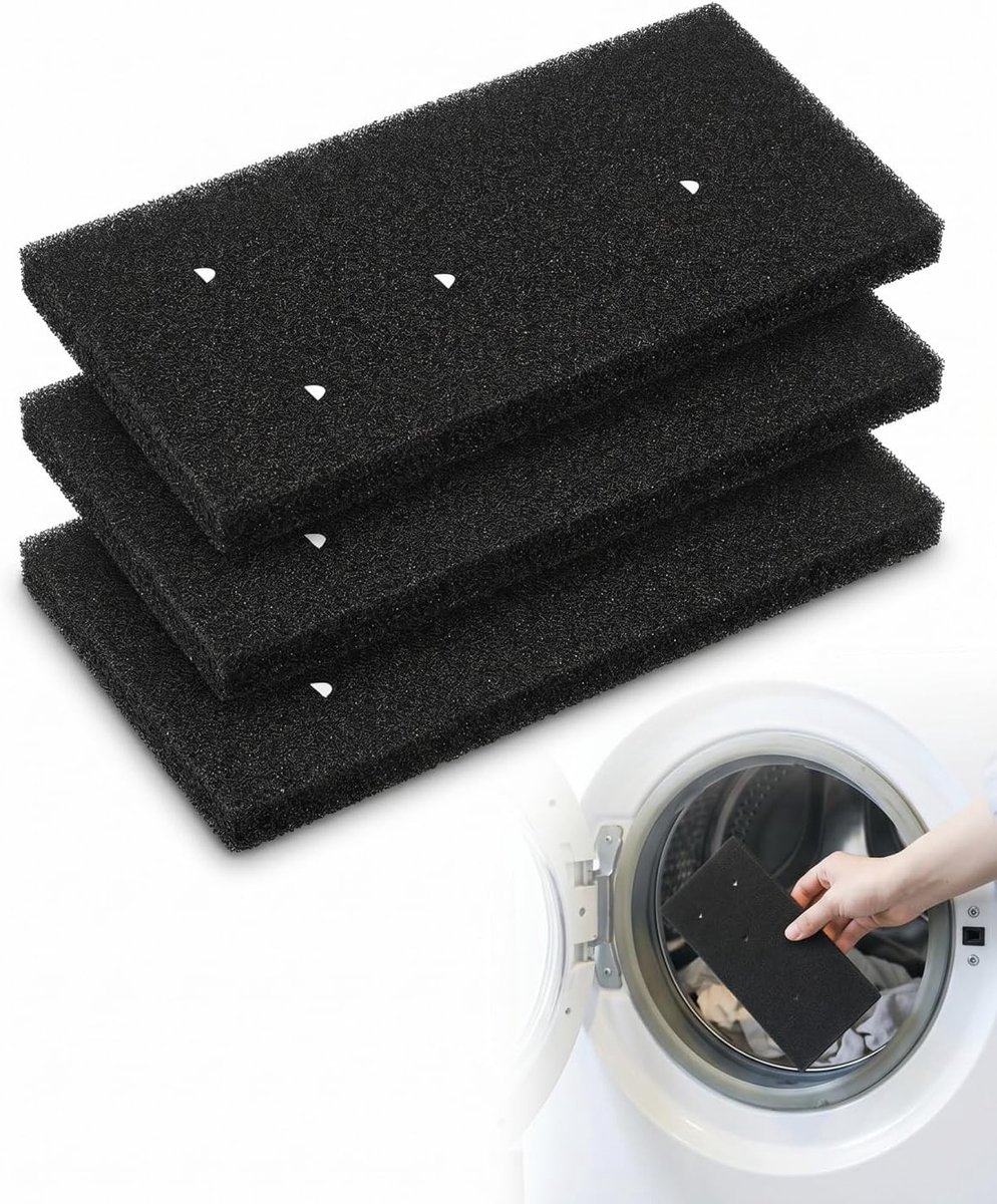 Set van 3 pluisfilters voor droger, schuimfilters, 230 x 115 x 14 mm, geschikt voor Bauknecht en Whirlpool apparaten