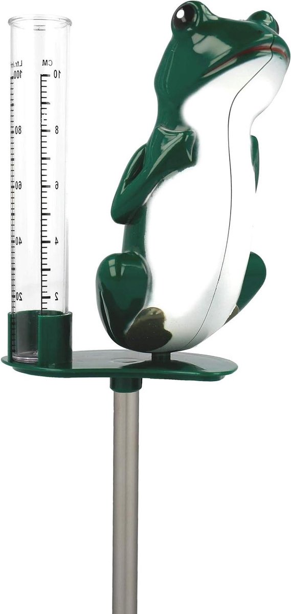 Regenmeter kikker - Neerslagmeter tuin - Tuinonderhoud bijhouden - Metalen grondpen - 55 cm hoog - Groen